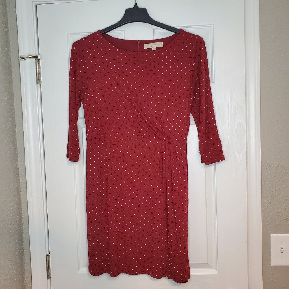 LOFT Long Sleeve Cinched Waist Dress